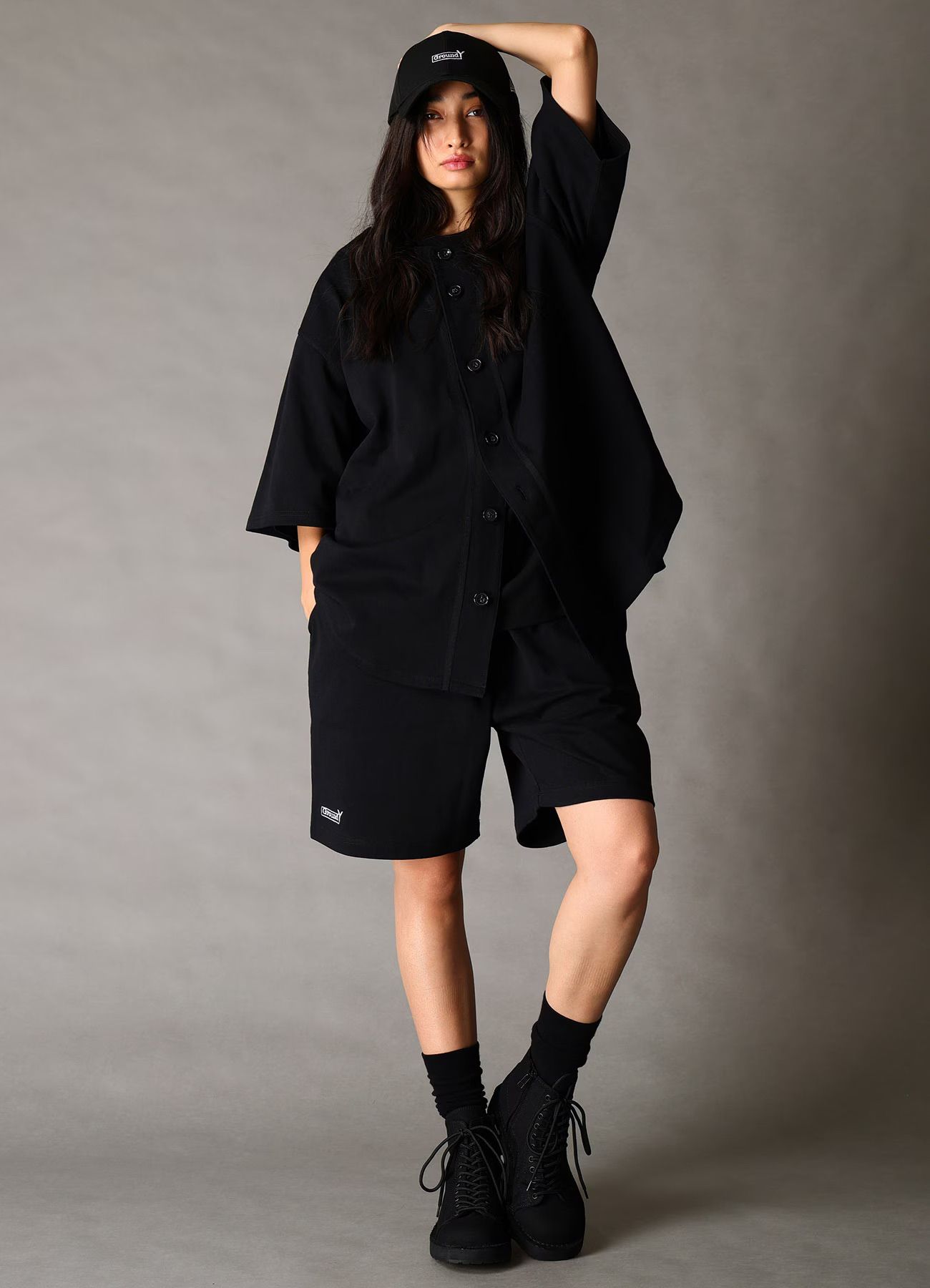 Ground Y×NEW ERA Ground Y BACK LOGO BASE BALL SHIRT / BLACK [GK-T91-090-2]