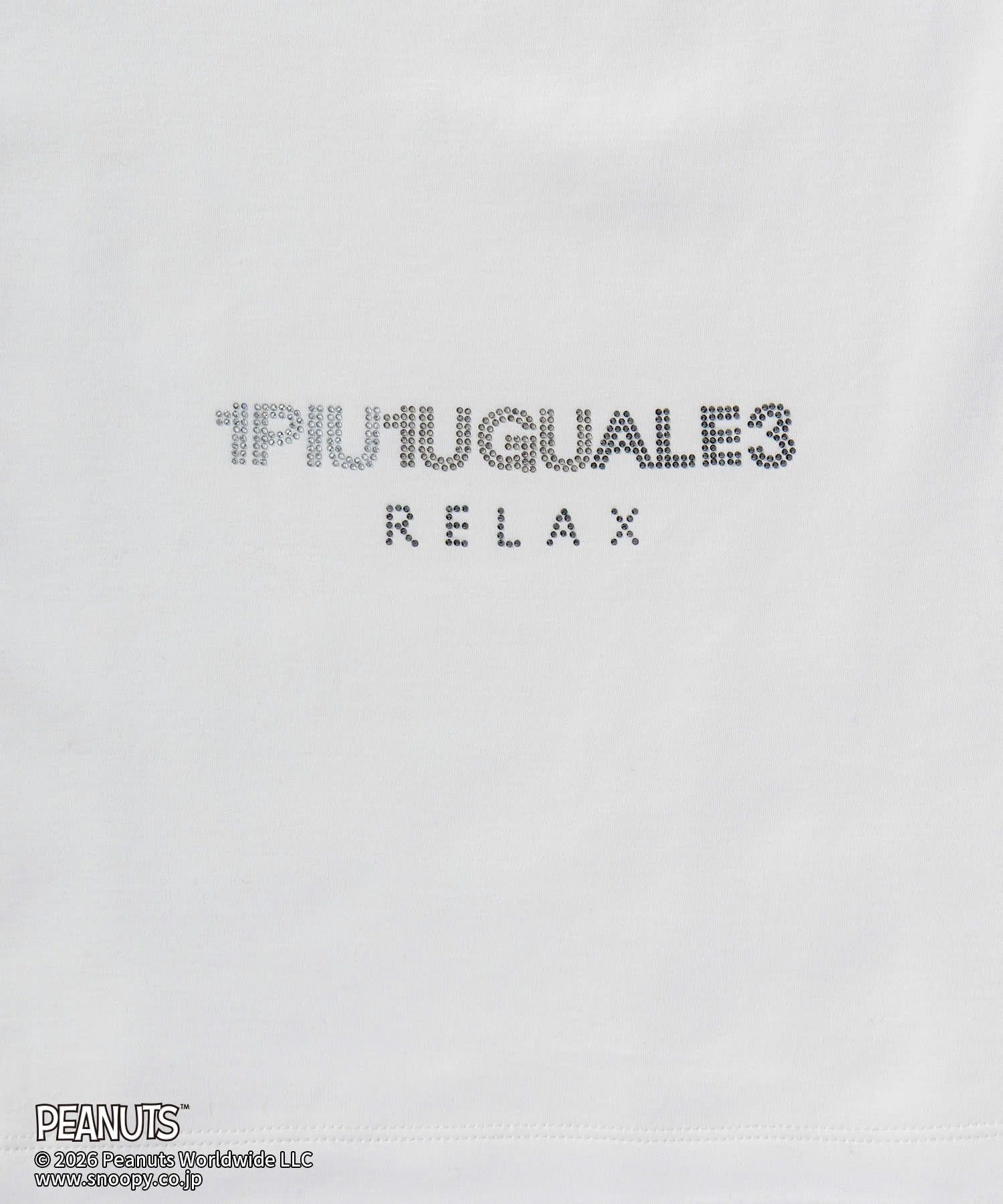 1PIU1UGUALE3 RELAX × PEANUTS / 【スヌーピー】ジョー・クルー＆ウッドストックロングTシャツ / ホワイト【UST-26094】