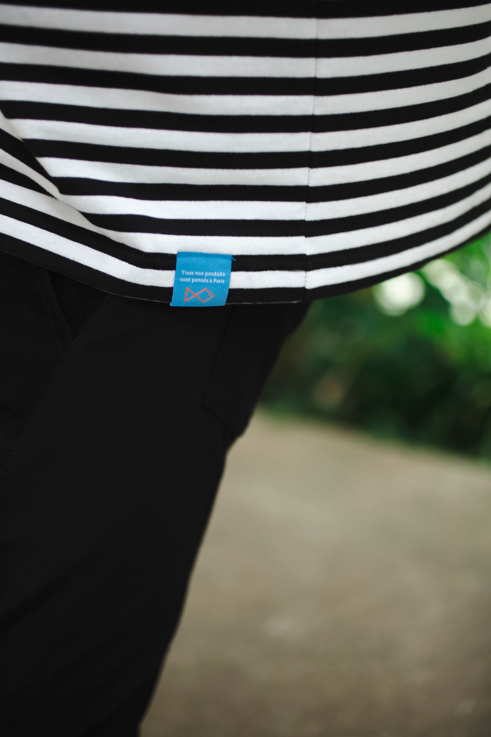 Tシャツ / Tiphanie Border / BLACK x BLUE
