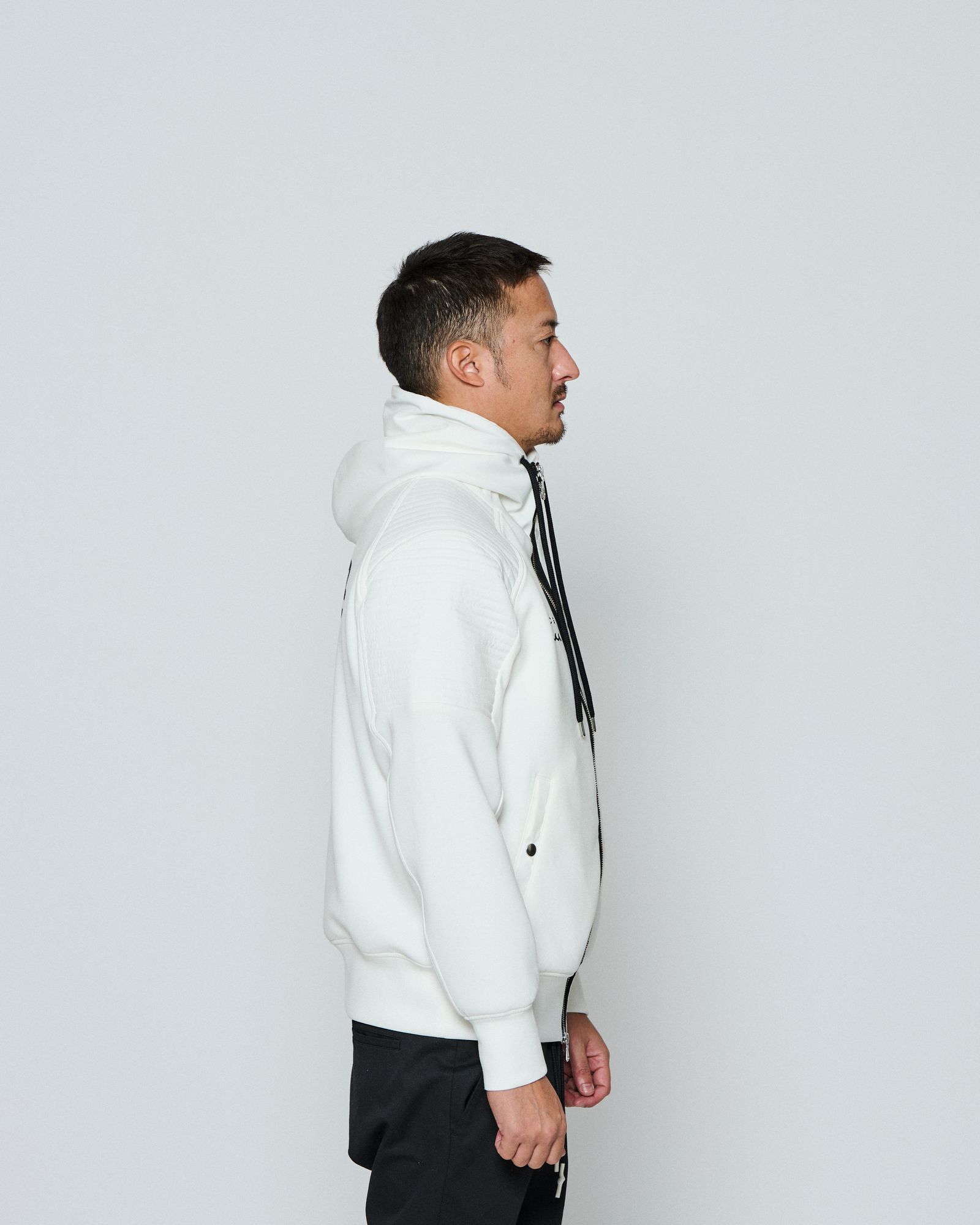 ☆先行予約☆ muta MARINE × ACANTHUS / ジップアップバイカーパーカー / Double-knit Biker parka / WHITE【MA2652】