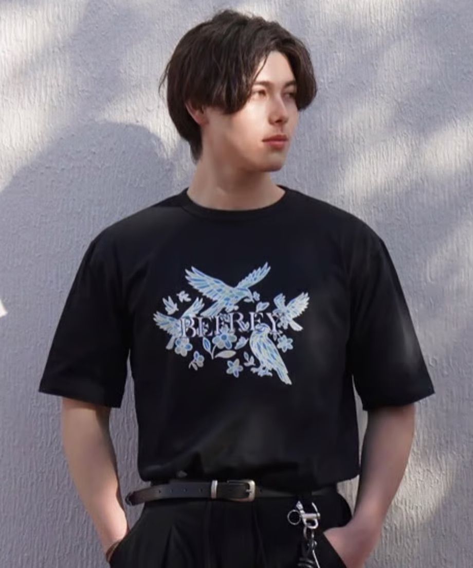 刺繍×Print T-shirt / BLACK [BEF01-HST]