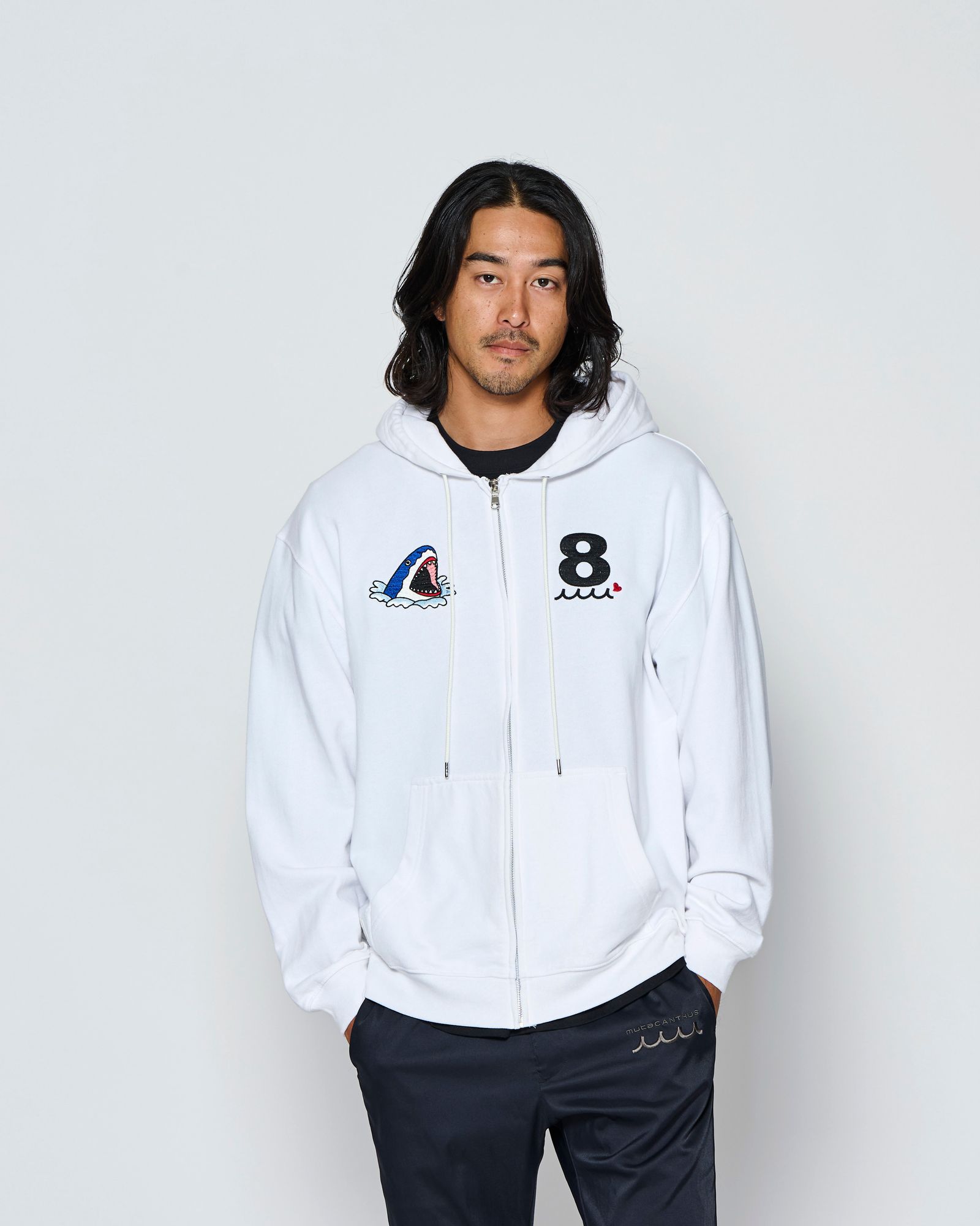 ☆先行予約☆muta MARINE × ACANTHUS  / スーベニアジップアップスウェットフーディー / ジップパーカー /  Souvenir Zip-up Hooded Sweatshirt / WHITE【MA2712】