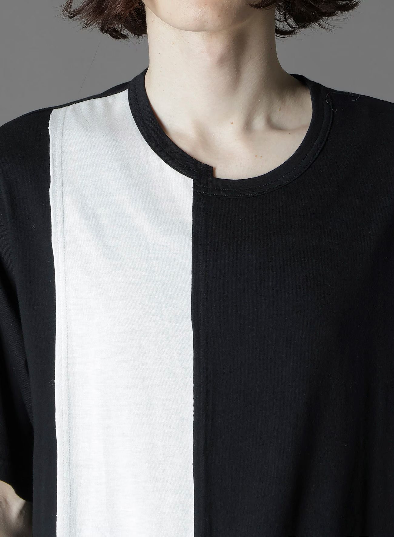 SILKETTE JERSEY W/ NUMBER PATTERN TSUJIKIRI LONG SLEEVED T-SHIRT / BLACK x WHITE [GL-T11-803-1-01]