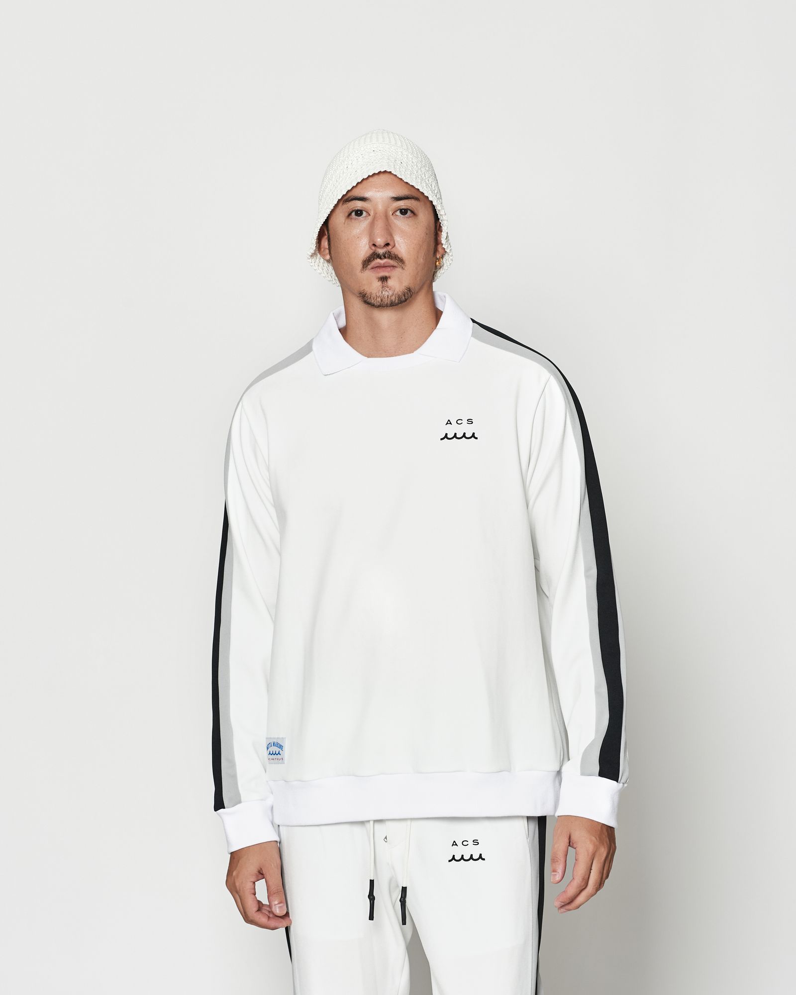 ☆先行予約☆muta MARINE × ACANTHUS  / ポロクルーネックスウェット / Polo Crewneck / WHITE 【MA2607】
