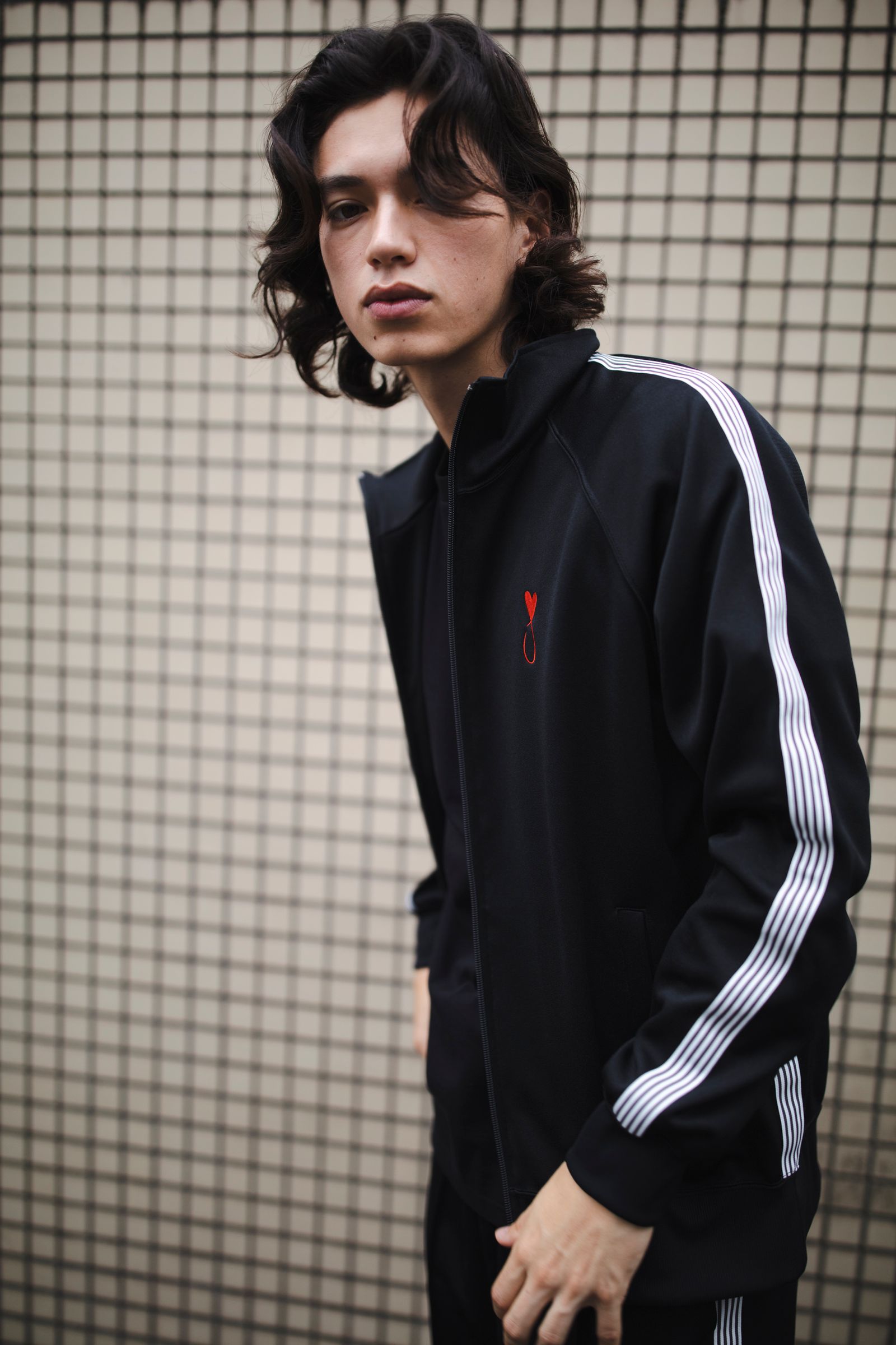 サイドラインジャージパンツ / Tiphanie - Side Line Pants / BLACK × RED