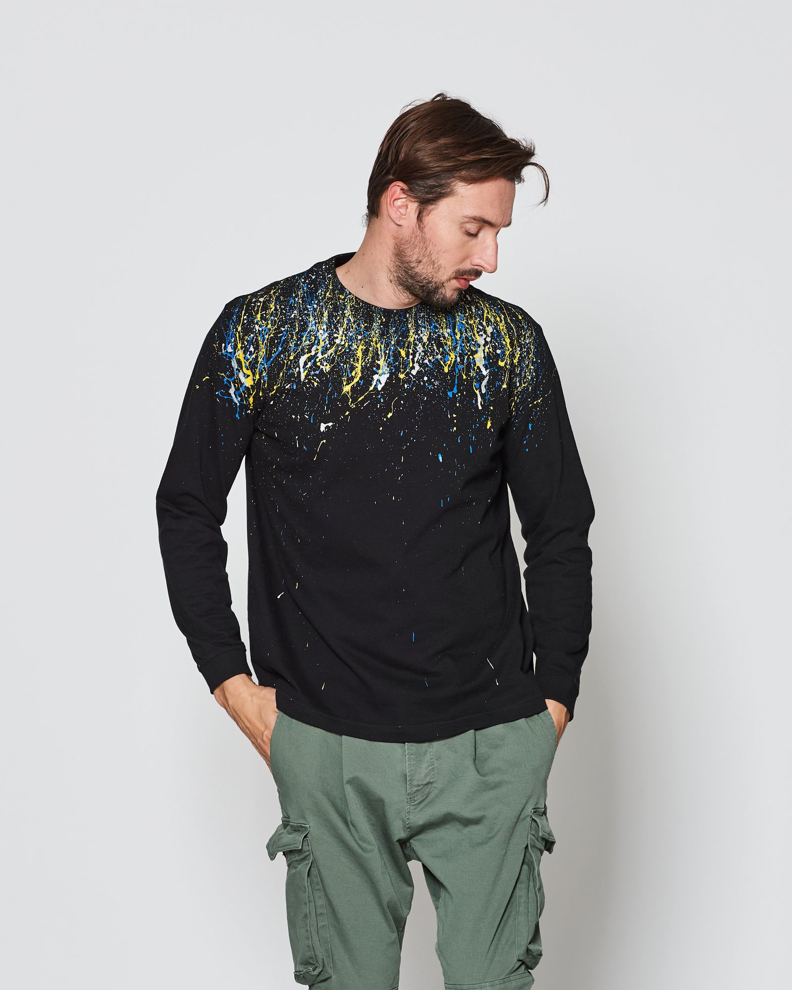 ACANTHUS / Splash paint L/S Tee / ロンT / BLACK 【CT2509】