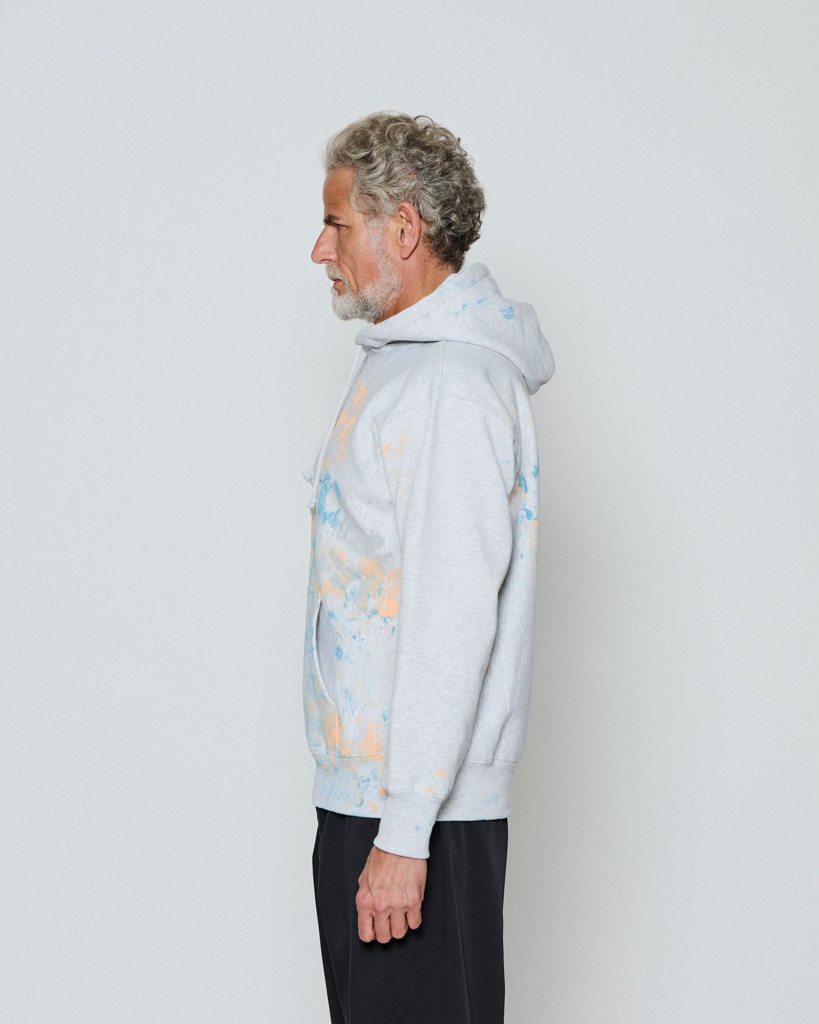 ☆先行予約☆  アブストラクトペイントフーディー / パーカー / Abstract Paint Hooded Sweatshirt / ASH GREY 【HJ2604】