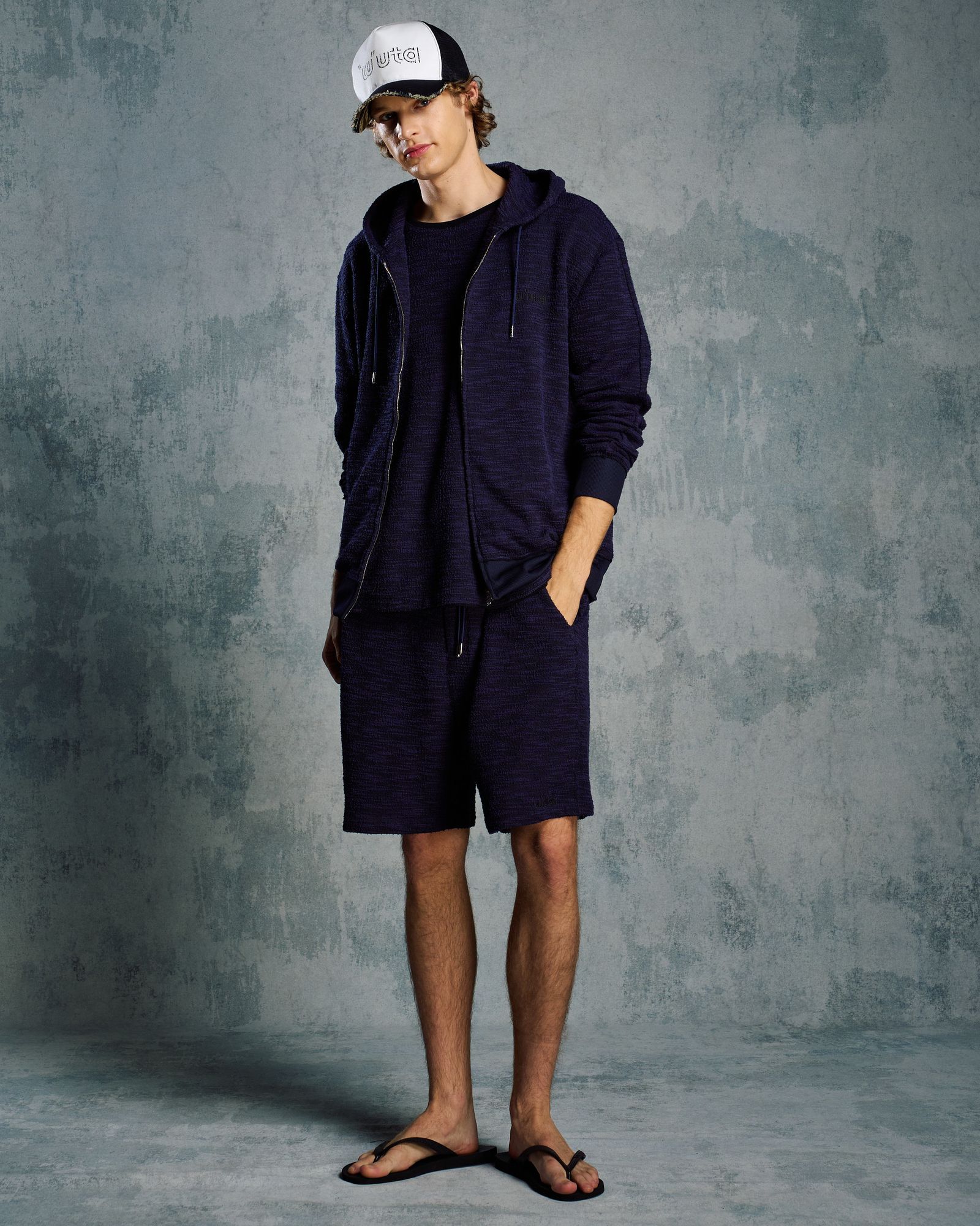 ☆先行予約☆ muta × wjk  / ニットジャガード リラックスショーツ / knit jacquard relax shorts / NAVY [502 mw02i]