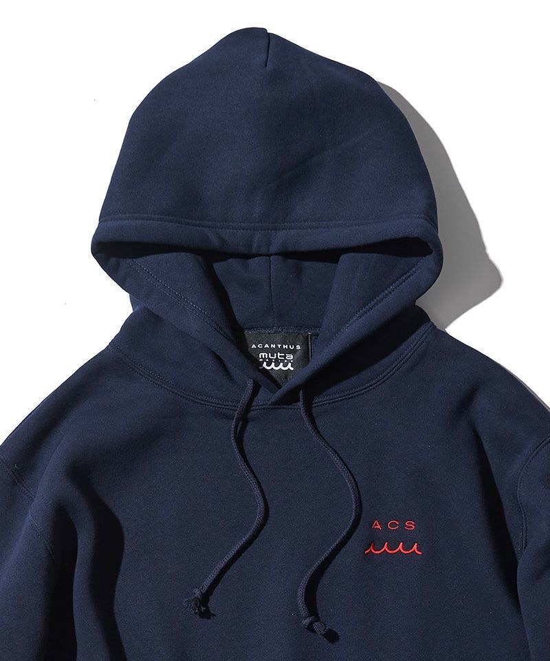 ⭐︎先行予約⭐︎ mutaMARINE x ACANTHUS / muta Wave Splash Logo Hooded Sweatshirt / パーカー / NAVY 【MA2671】