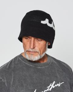 ☆先行予約販売2025年10月下旬～11月下旬頃入荷予定☆ ACANTHUS × muta MARINE / muta Wave Logo Knit Bucket Hat / ニットバケットハット / BLACK 【MA2543】