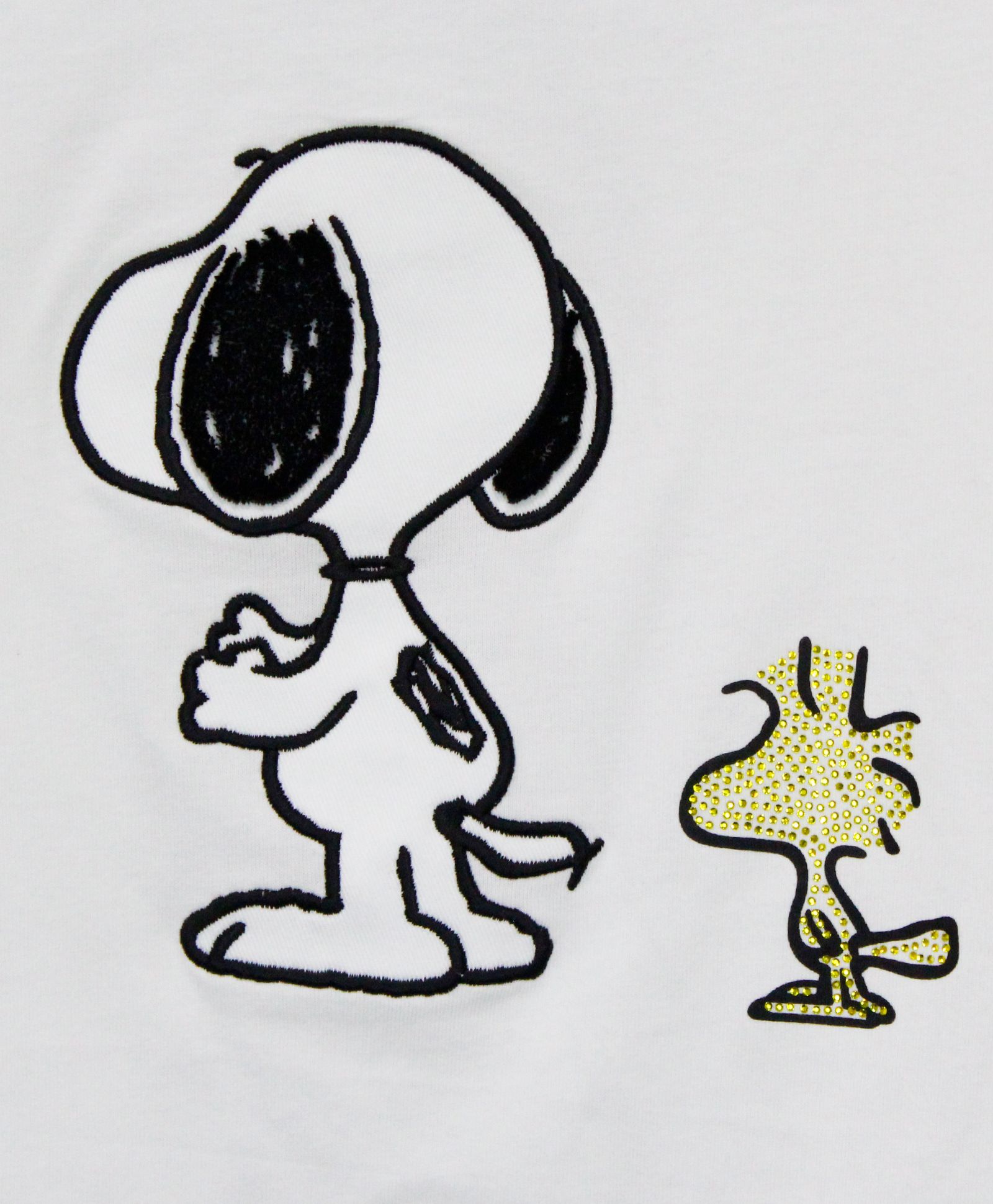 1PIU1UGUALE3 RELAX × PEANUTS / スヌーピー ラインストーンロングTシャツ / ホワイト【UST-26056】