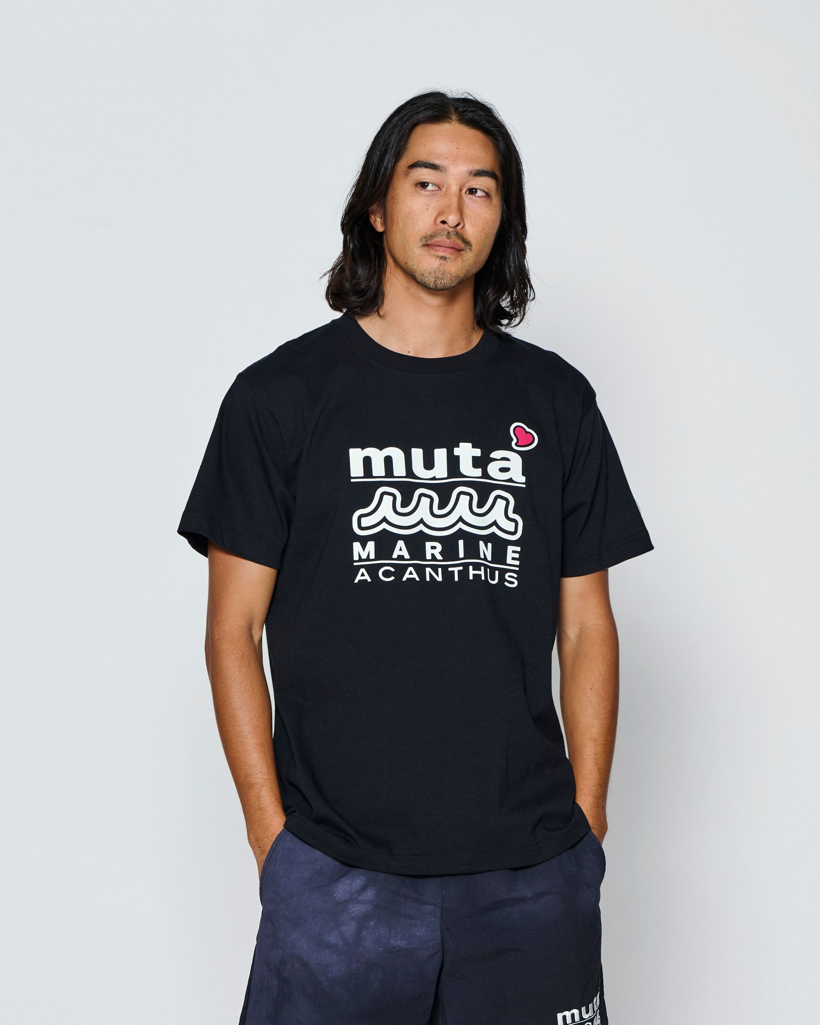 ☆先行予約☆muta MARINE × ACANTHUS  / Wネームロゴ半袖Tシャツ /  W-name logo S/S tee / BLACK【MA2728】
