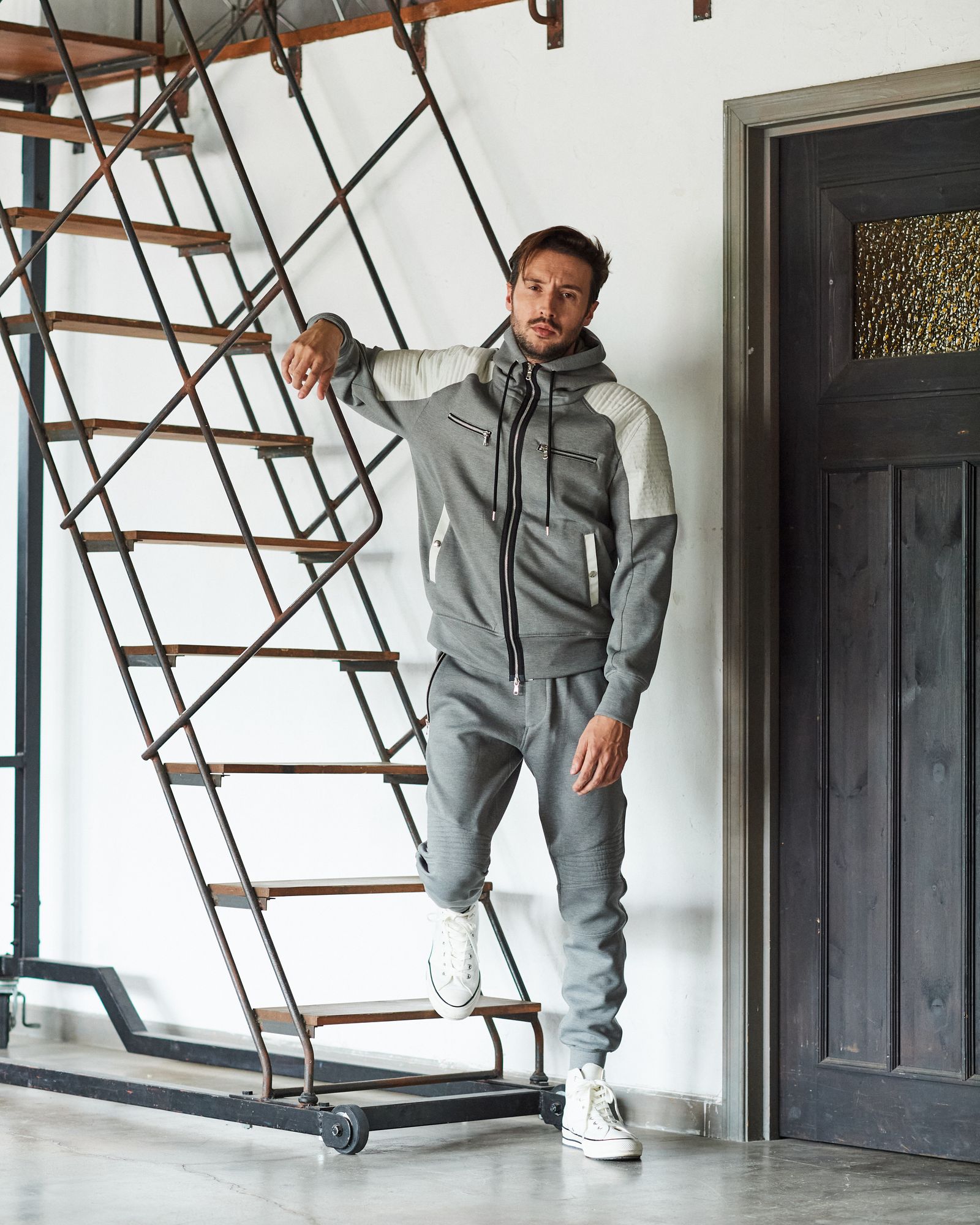 Double-knit Biker Hoodie / バイカーフーディ / GRAY 【DK2501】