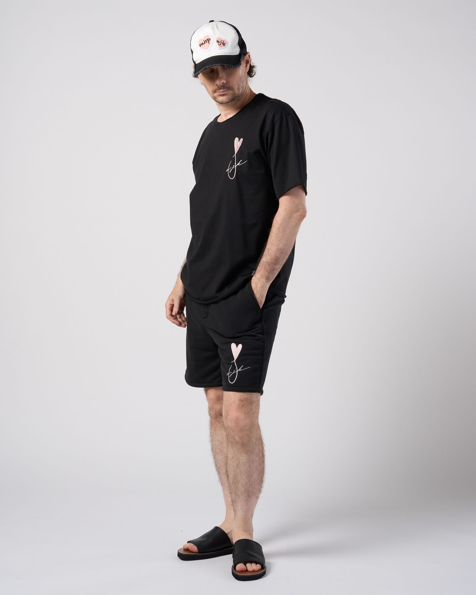 ☆先行予約☆Maison Honoré Paris× wjk  / ハートフィッシュ カットオフ 半袖Tシャツ / heart fish cut-off S/S / black×pink【710 hw01k】