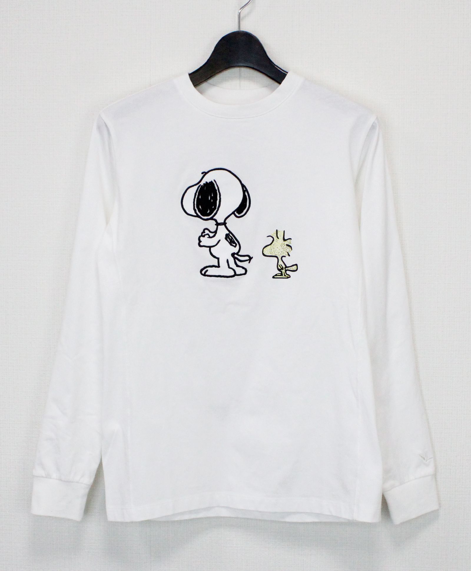 1PIU1UGUALE3 RELAX × PEANUTS / スヌーピー ラインストーンロングTシャツ / ホワイト【UST-26056】