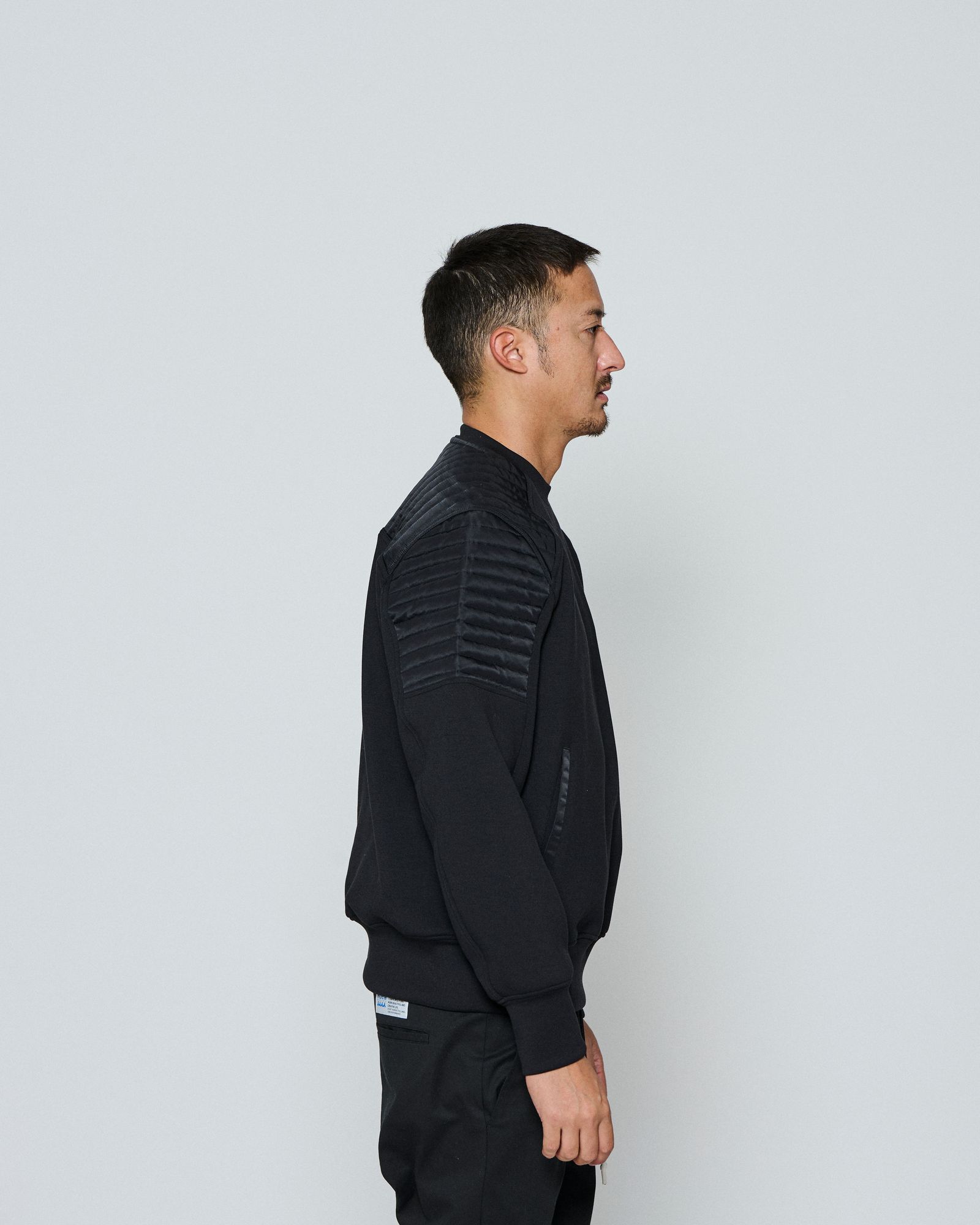 ☆先行予約☆ muta MARINE × ACANTHUS / バイカークルーネック / Double-knit Biker Crew Neck / BLACK 【MA2666】