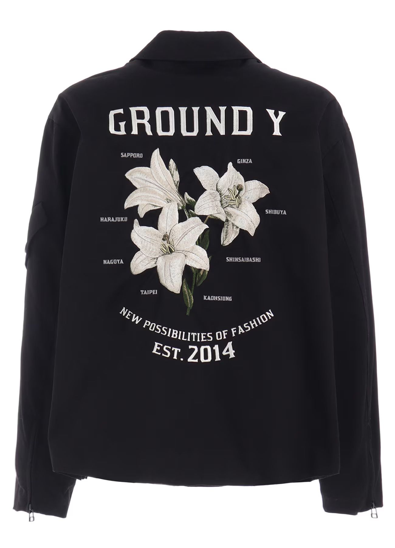 WHIPCORD LILY EMBROIDERED SOUVENIR JACKET / BLACK x BEIGE [GQ-J06-032-1]