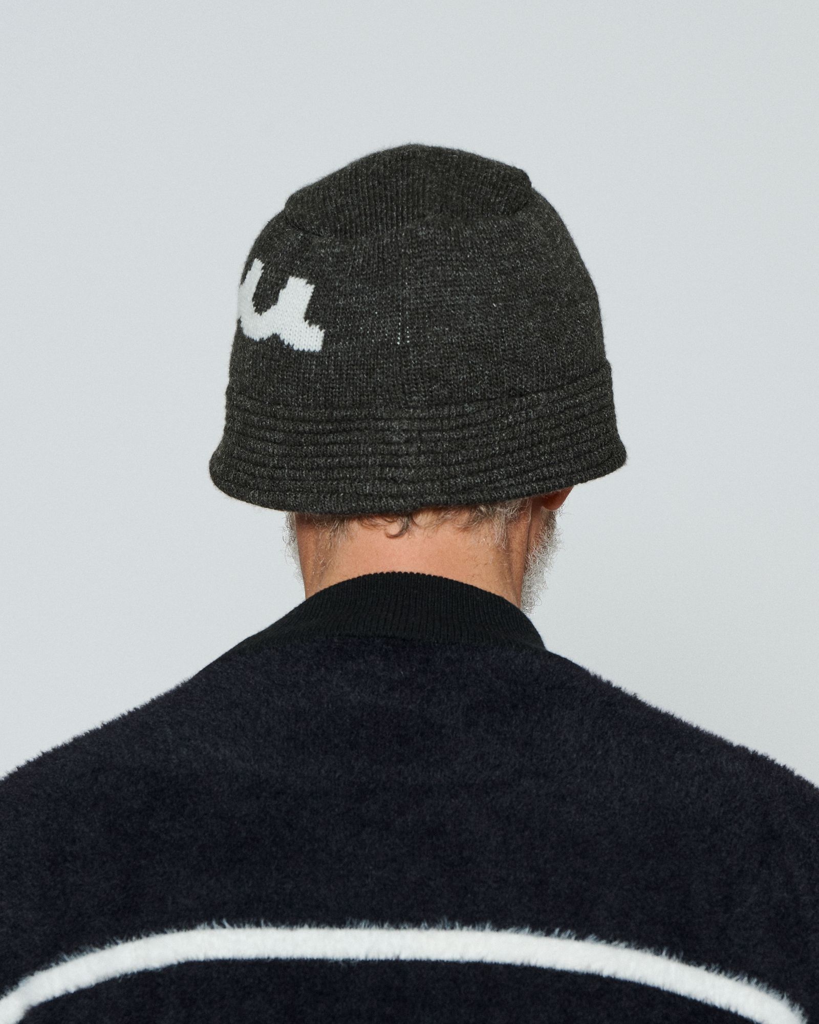 ☆先行予約☆ muta MARINE × ACANTHUS / ニットバケットハット / Wave Logo Knit Bucket Hat / CHARCOAL 【MA2665】