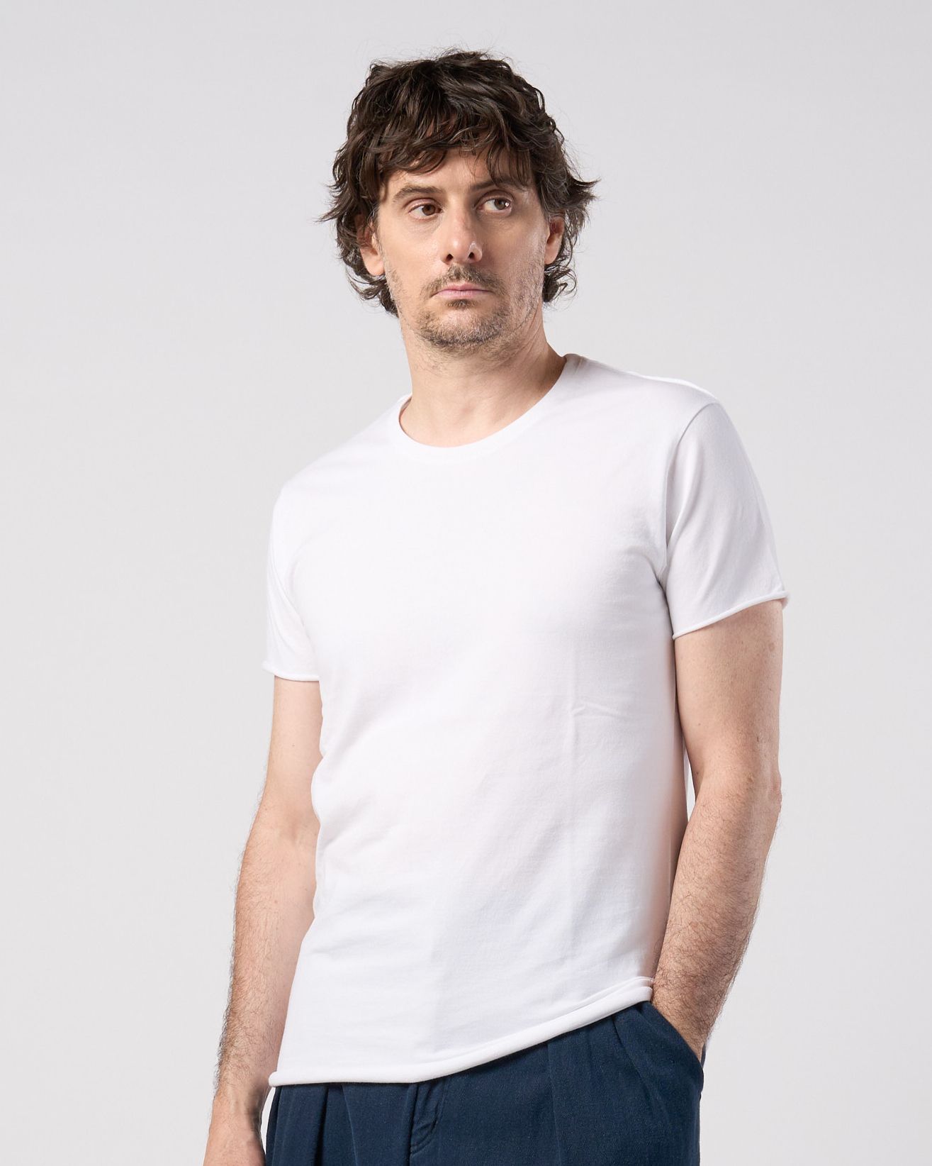 ☆先行予約☆ wjk  / スリムカットオフクルーネック半袖Tシャツ / slim cut-off crew-neck S/S / white【7003 js01k】