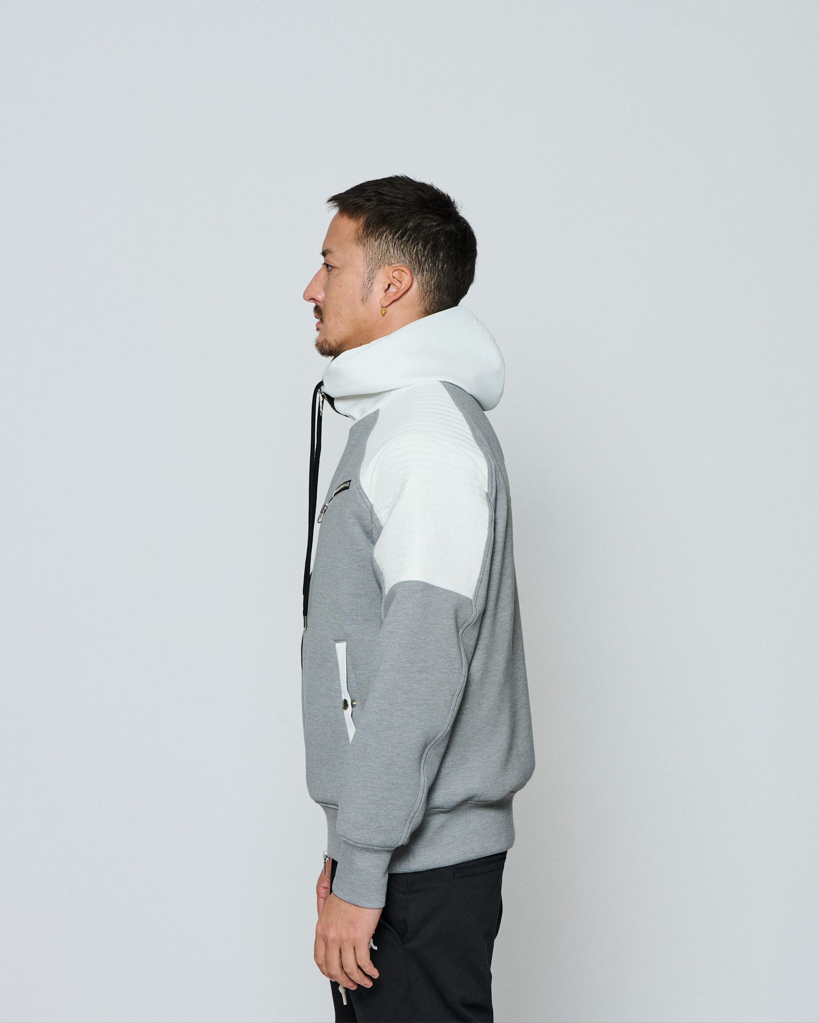 ☆先行予約☆ muta MARINE × ACANTHUS / ジップアップバイカーパーカー / Double-knit Biker parka / GREY【MA2652】