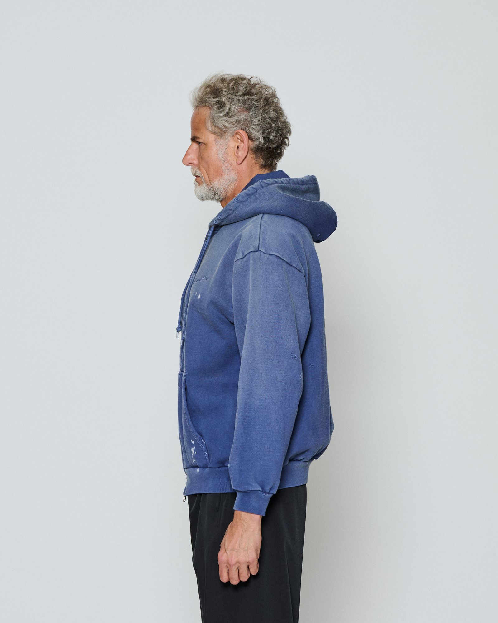 ☆先行予約☆  ダメージフーディー / パーカー / Damaged Hooded Sweatshirt / FADED NAVY 【DH2502】