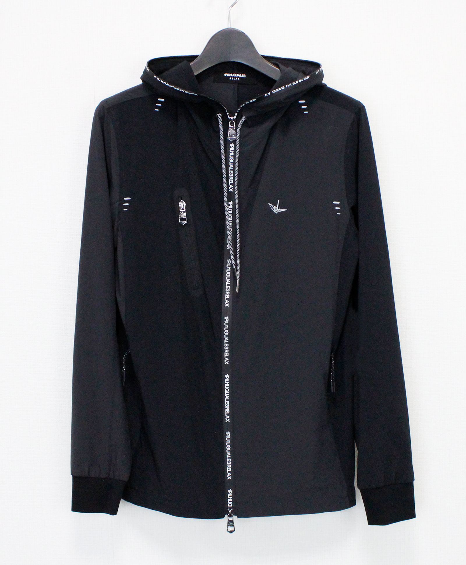 バイカラーランニングパーカー / ブラック【USO-26034】