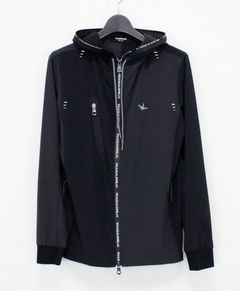 バイカラーランニングパーカー / ブラック【USO-26034】