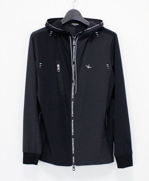 バイカラーランニングパーカー / ブラック【USO-26034】