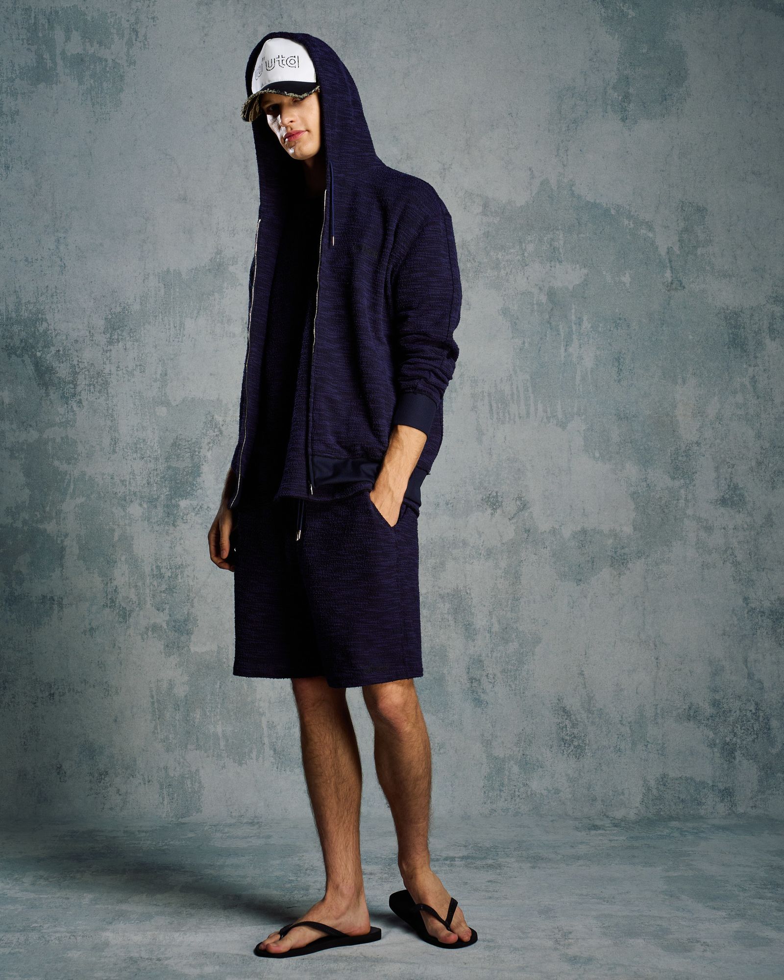 ☆先行予約☆ muta × wjk  / ニットジャガード リラックス パーカー / knit jacquard relax parker / NAVY [204 mw02i]