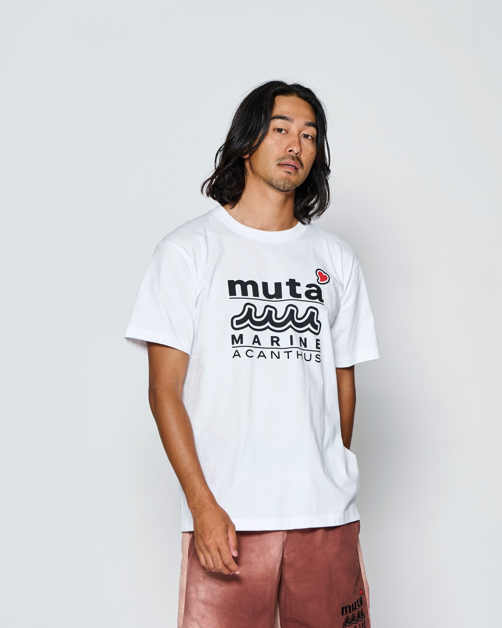 ☆先行予約☆muta MARINE × ACANTHUS  / Wネームロゴ半袖Tシャツ /  W-name logo S/S tee / WHITE【MA2728】