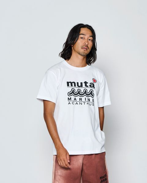 ☆先行予約☆muta MARINE × ACANTHUS  / Wネームロゴ半袖Tシャツ /  W-name logo S/S tee / WHITE【MA2728】