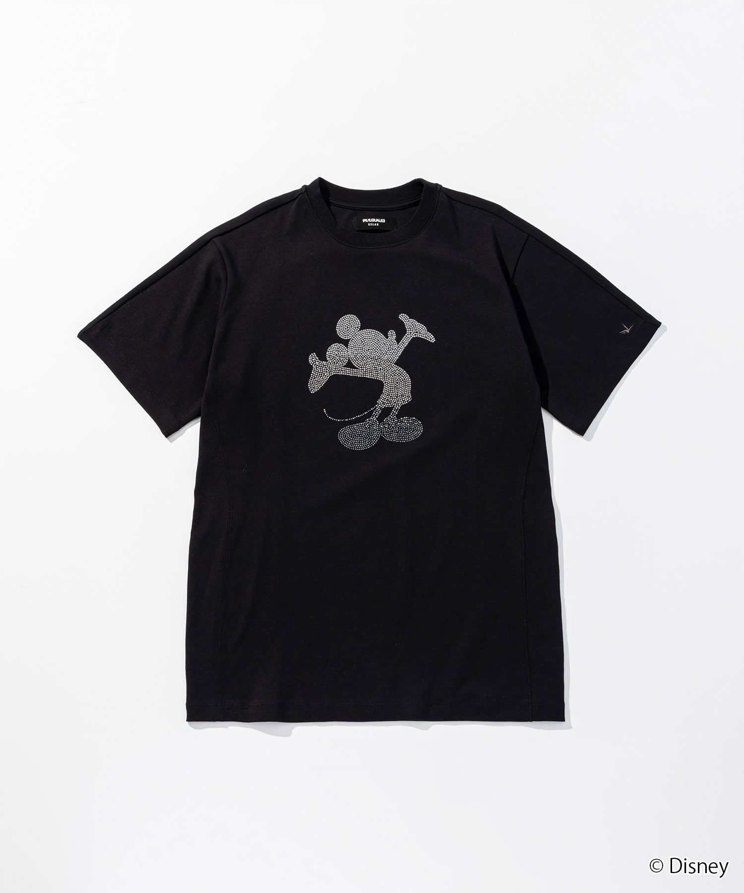 【ミッキーマウス】ラインストーンシルエット半袖Tシャツ / ブラック【UST-26093】