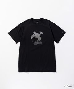 【ミッキーマウス】ラインストーンシルエット半袖Tシャツ / ブラック【UST-26093】