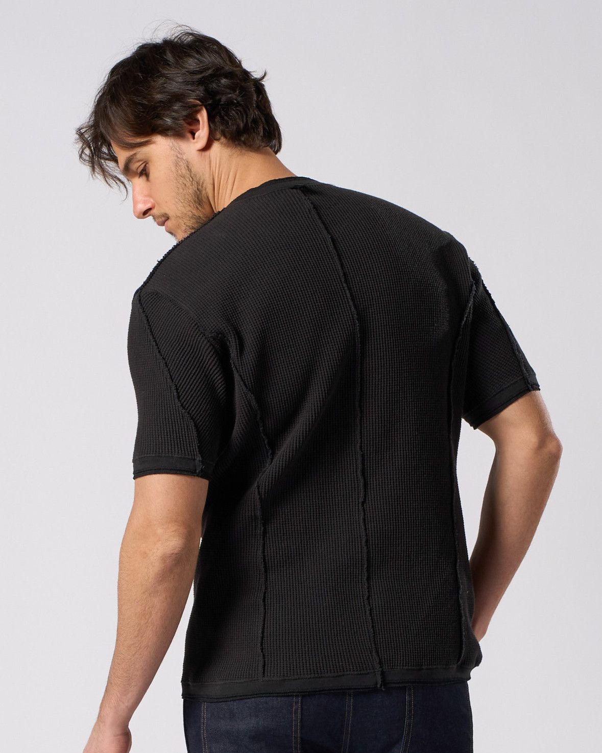 ☆先行予約☆ ワッフルヘンリーネック S/S  カットソー /  waffle henley S/S / BLACK [7131 wf19i]