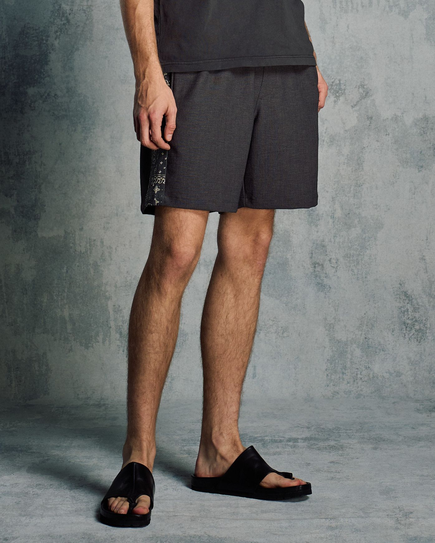 ☆先行予約☆ バンダナプリントパネルショーツ / bandana print panel shorts / CHARCOAL [5402 pe48i]