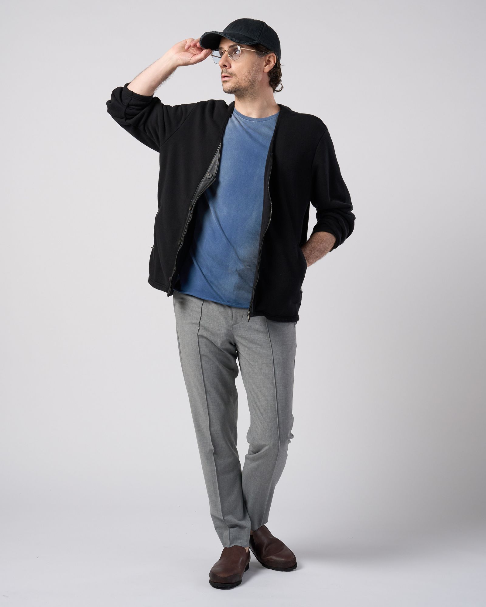 ☆先行予約☆ wjk  / ストライプニットビーニー / コットンリネンヘリンボーンエイジングベースボールキャップ / cotton linen herringbone aging B.B.cap / fade navy 【8007 cl29k】