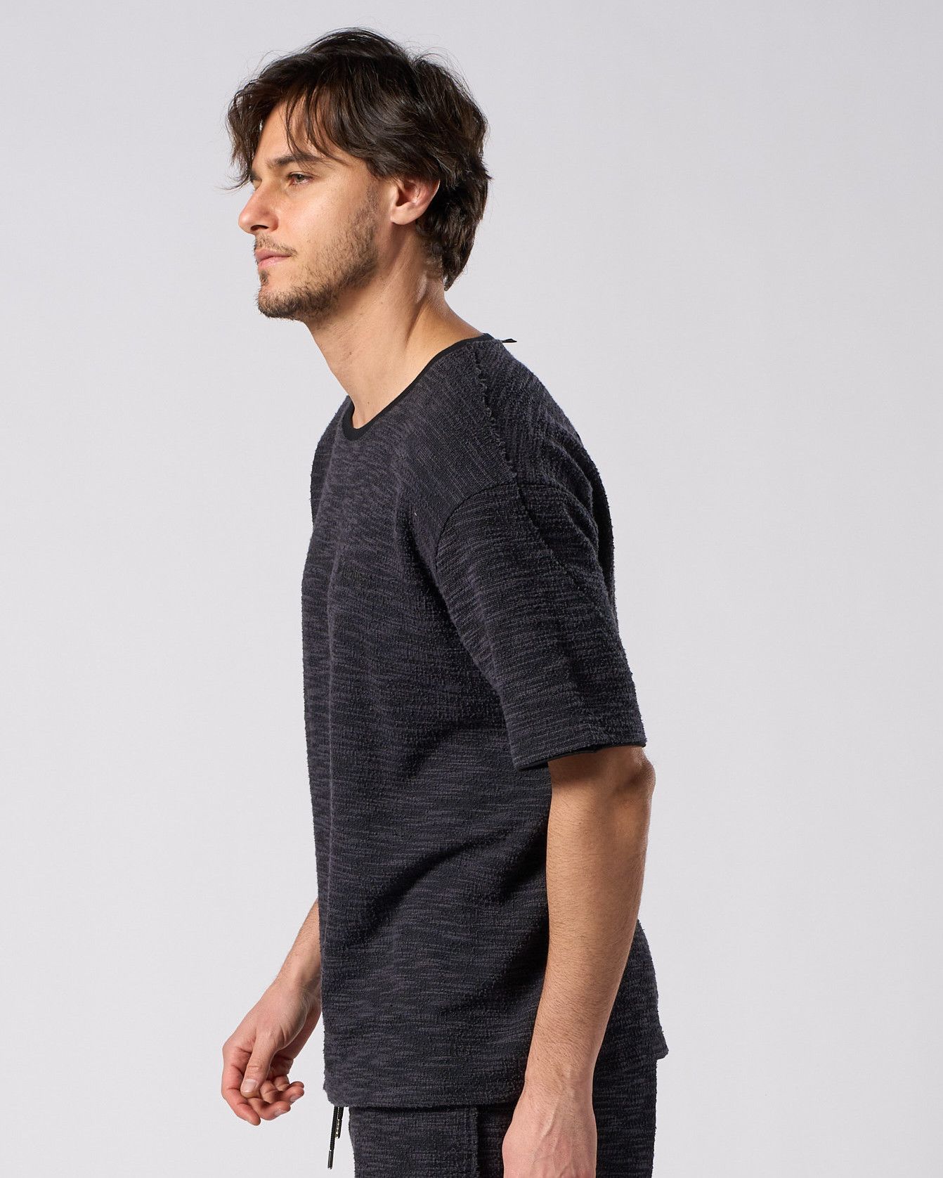 ☆先行予約☆ muta × wjk  / ニットジャガード リラックス Tシャツ / knit jacquard relax S/S / BLACK [702 mw02i]