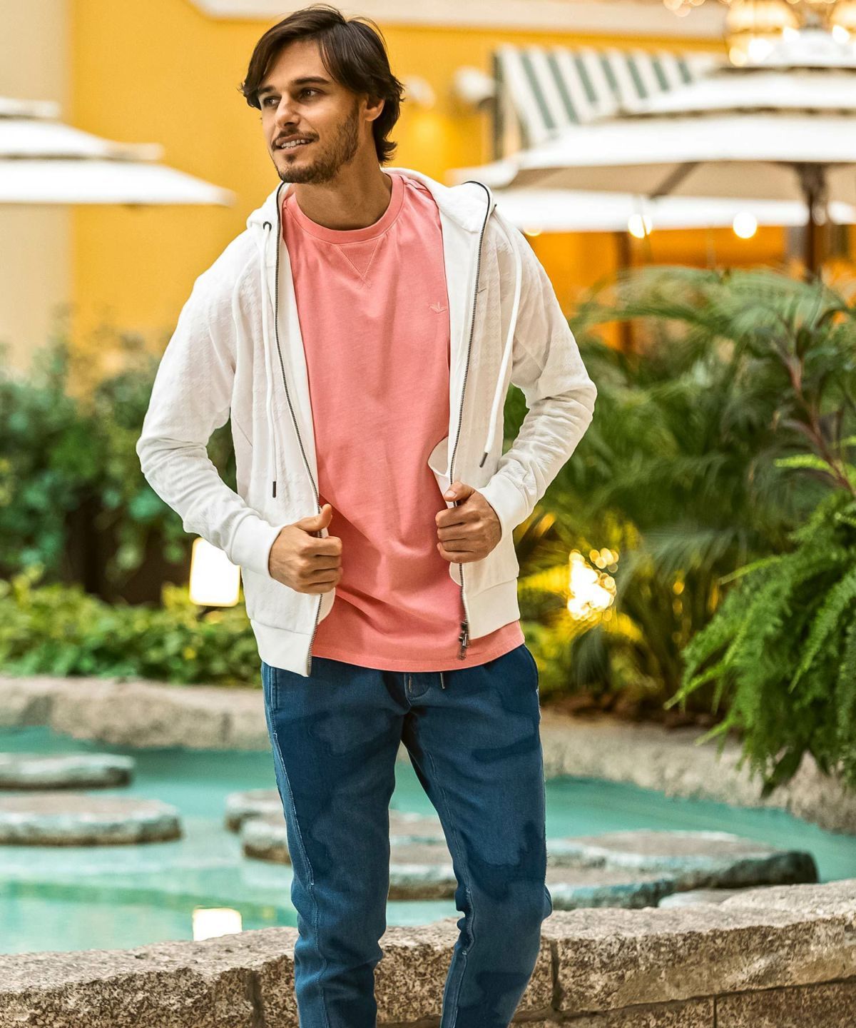 カモ柄ジョグデニムパンツ / インディゴ【USB-26060】