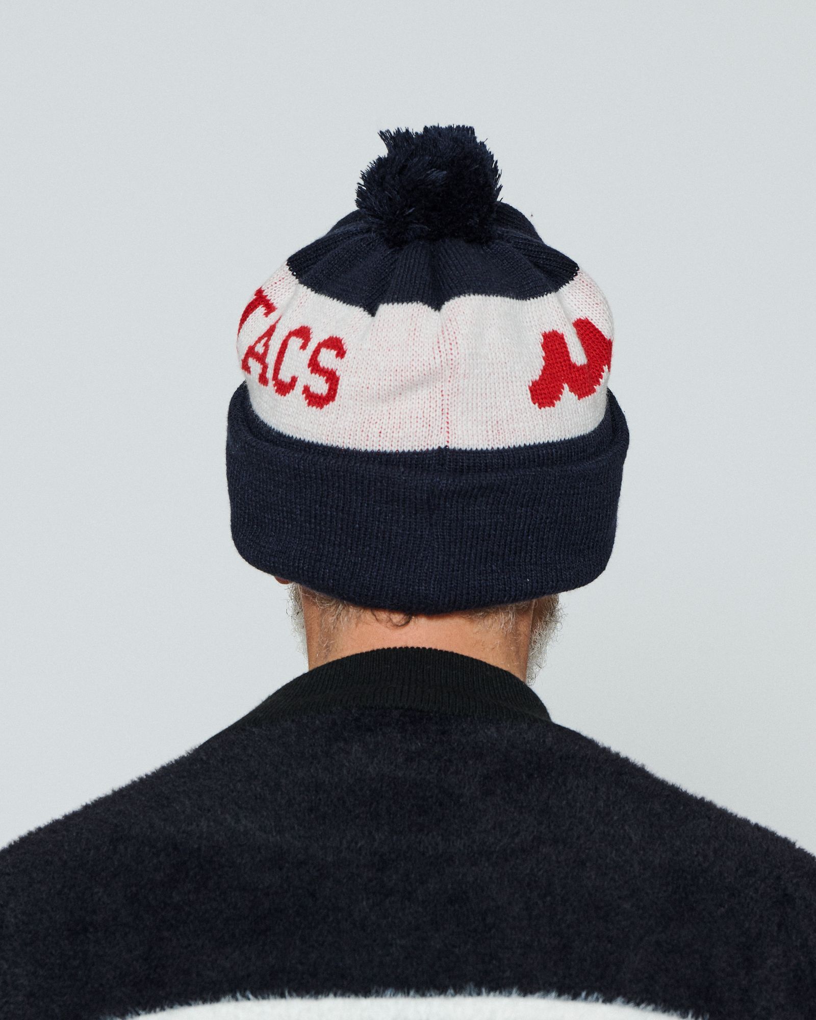 ☆先行予約☆ muta MARINE × ACANTHUS / ニットキャップ / Wave Logo Pom-pom Knit Cap / NAVY 【MA2664】