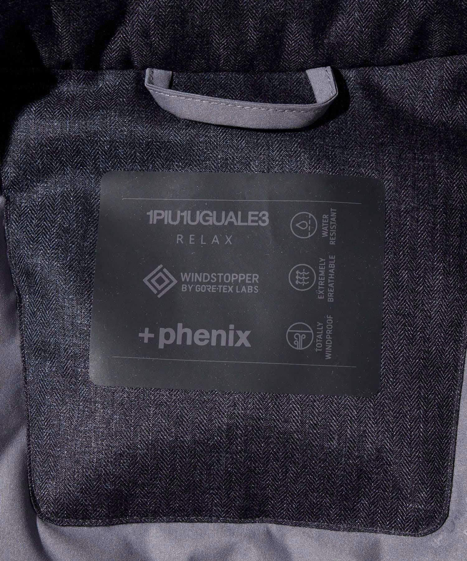 ☆先行予約☆1PIU1UGUALE3 RELAX × +phenix / ウールライクロングダウンコート WINDSTOPPER プロダクト by GORE-TEX LABS /ウィンドストッパー / ゴアテックス  / ブラック【USO-26150】