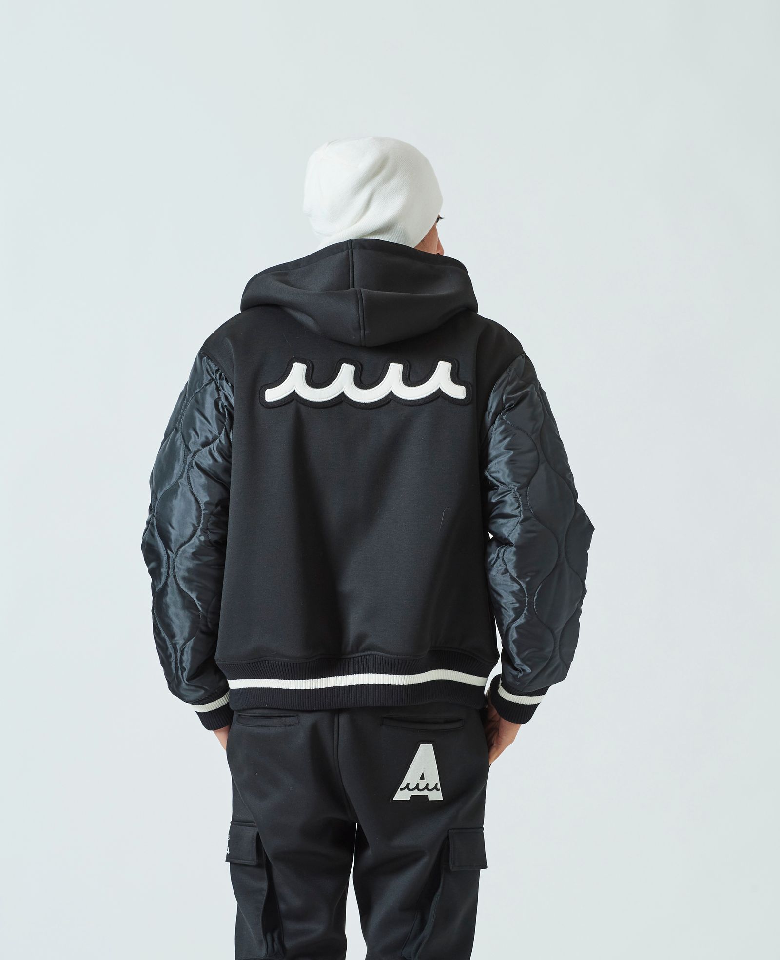 ACANTHUS x muta MARINE / muta Double-knit Hooded Studium Jacket / BLACK