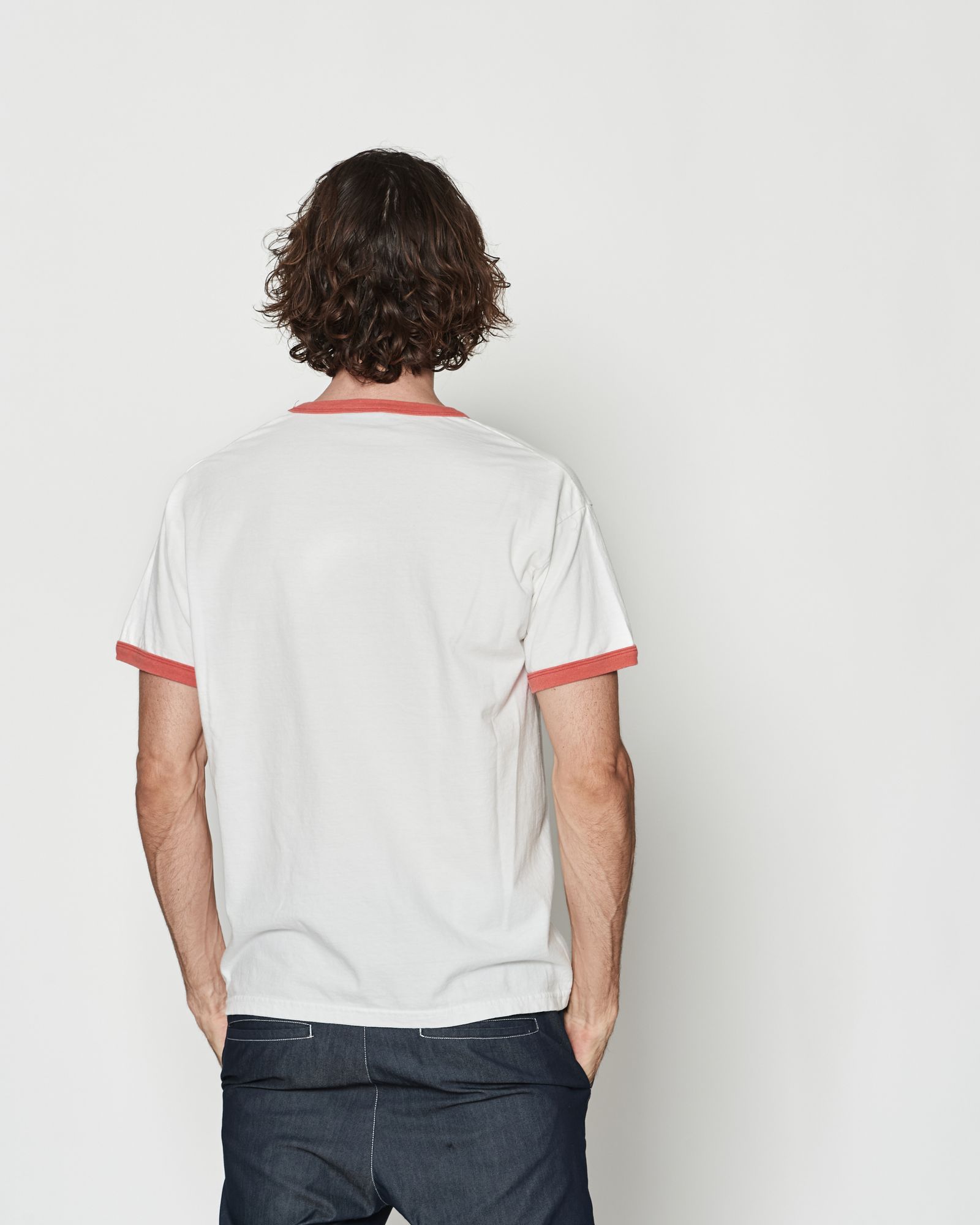 ☆先行予約☆ カレッジロゴリンガーTシャツ  / Aging College Logo Ringer Tee / WHITE RED【CT2607】