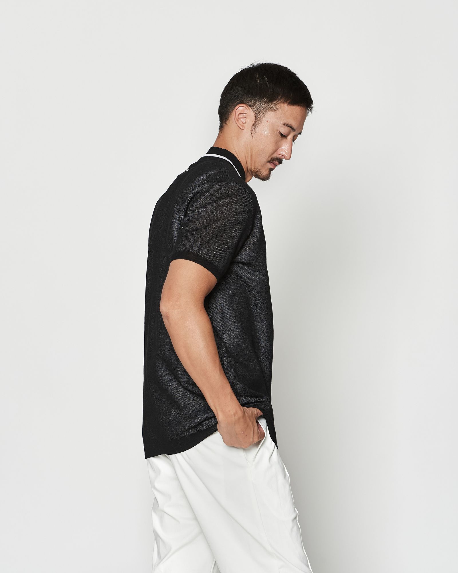 ☆先行予約☆muta MARINE × ACANTHUS  / 半袖ニット / Sheer Knit S/S Top / BLACK 【MA2634】