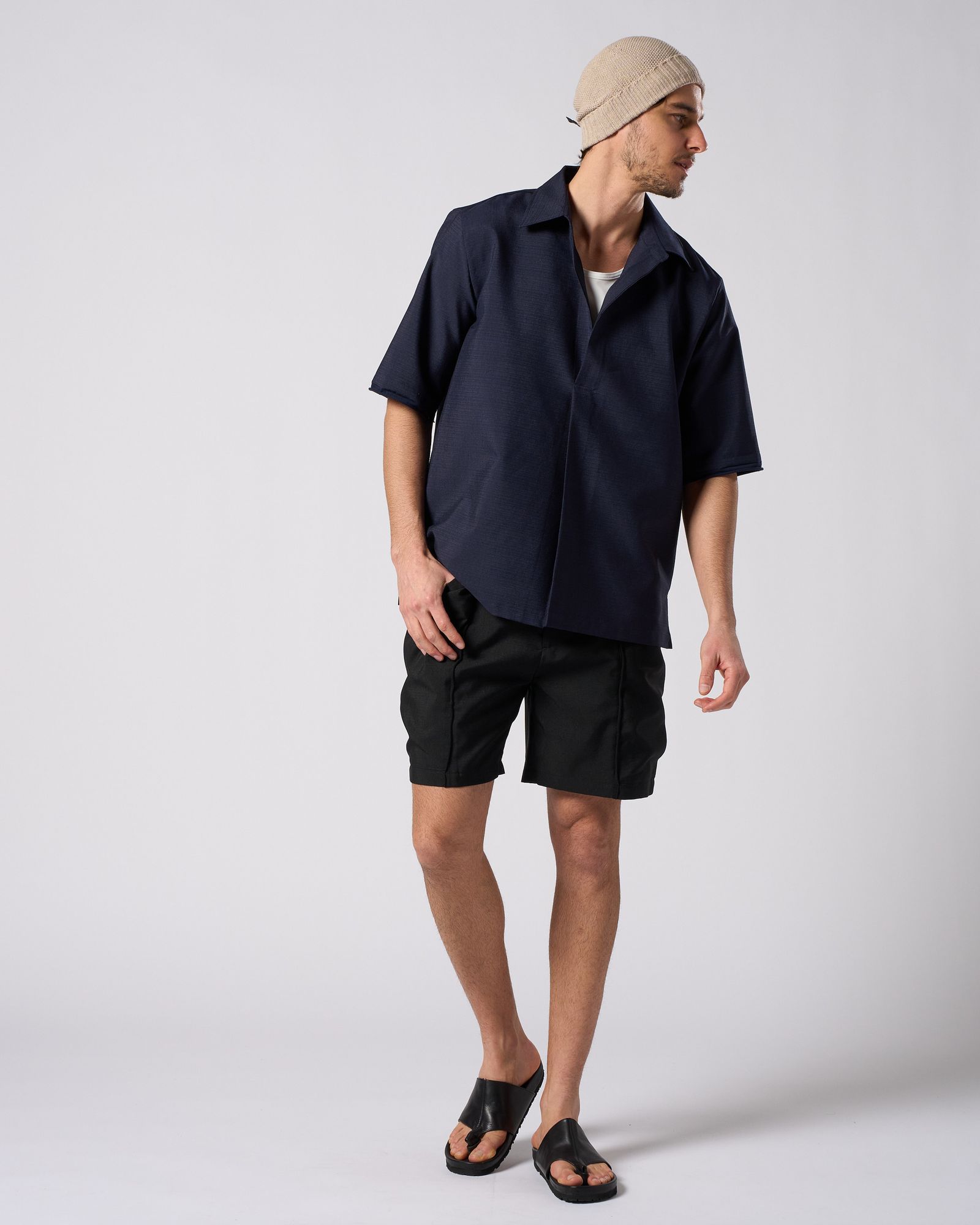 ☆先行予約☆ スキッパー シャツハーフスリーブシャツ /  skipper shirt H/S / NAVY [4907 pe49i]