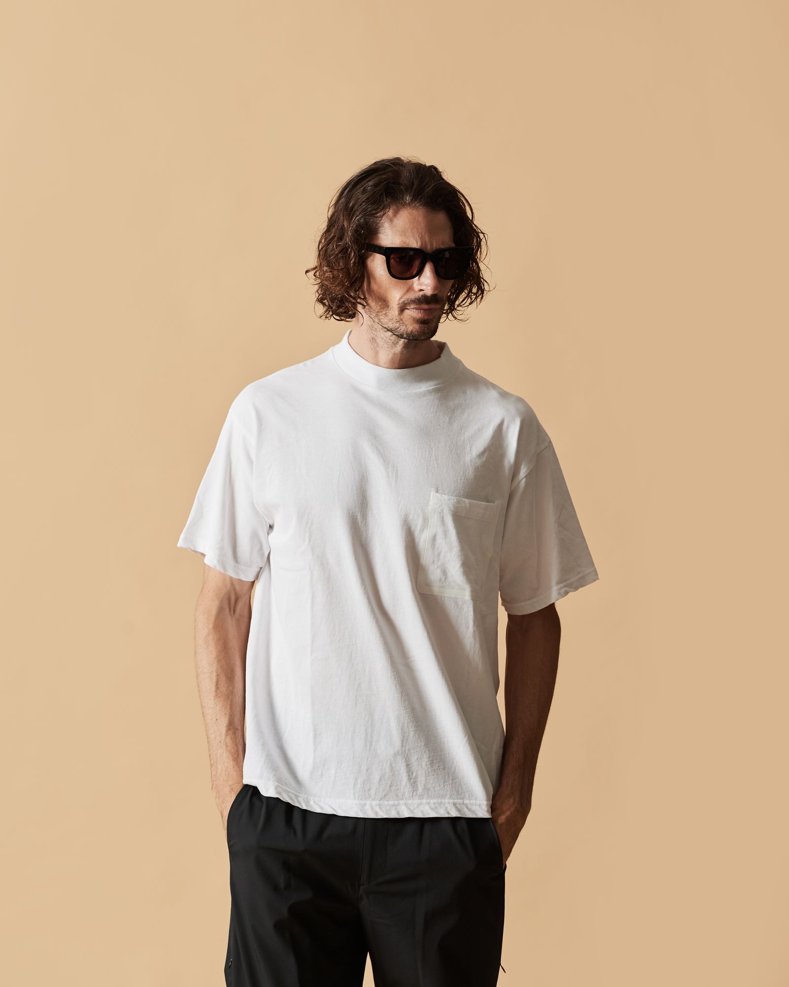 ☆先行予約☆ モックネックポケットTシャツ  / Mock Neck Pocket Tee / WHITE 【CT2608】
