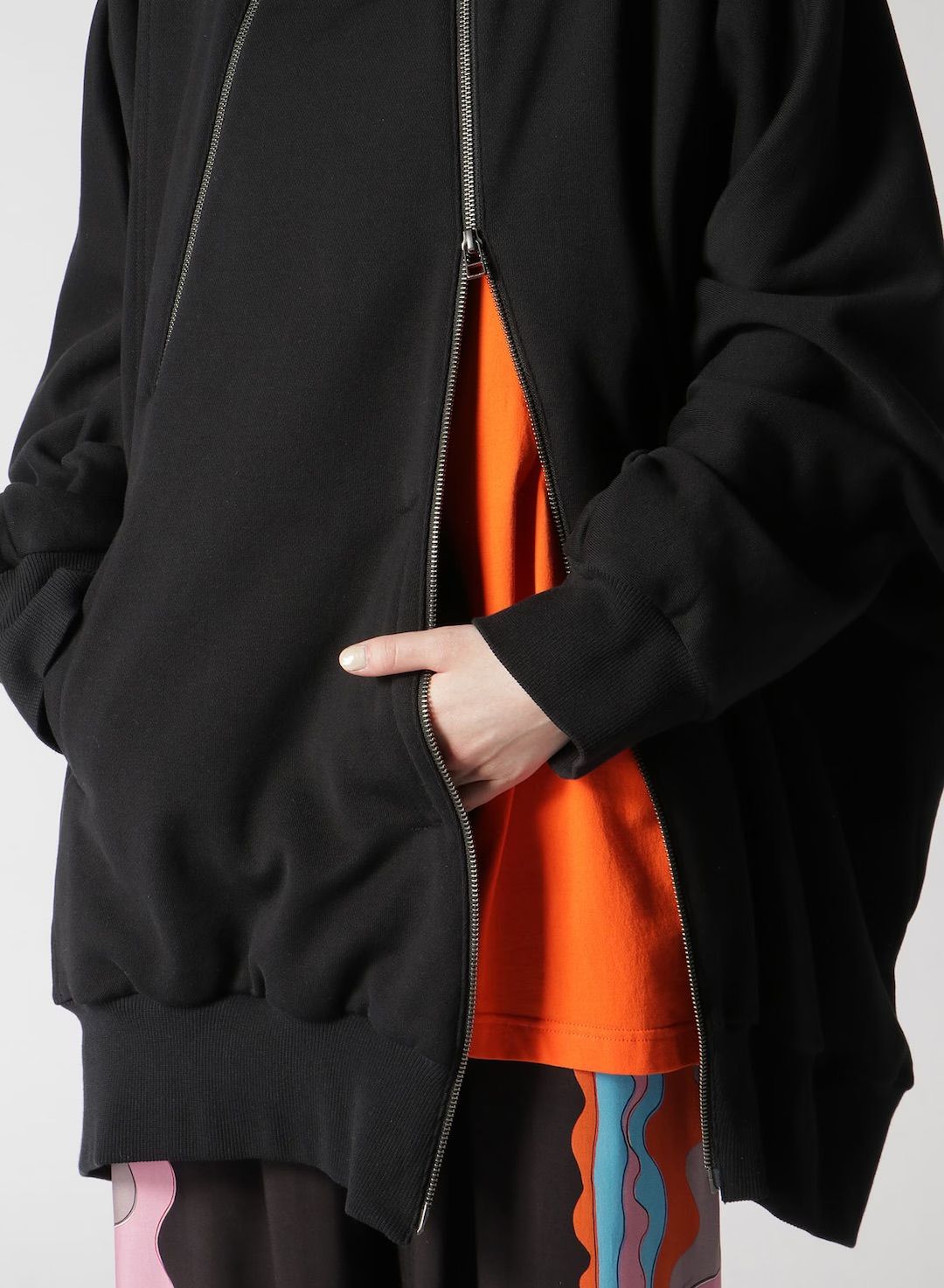 HEAVY LINING DOUBLE ZIPPER HOODIE / BLACK [GJ-T19-032-2]