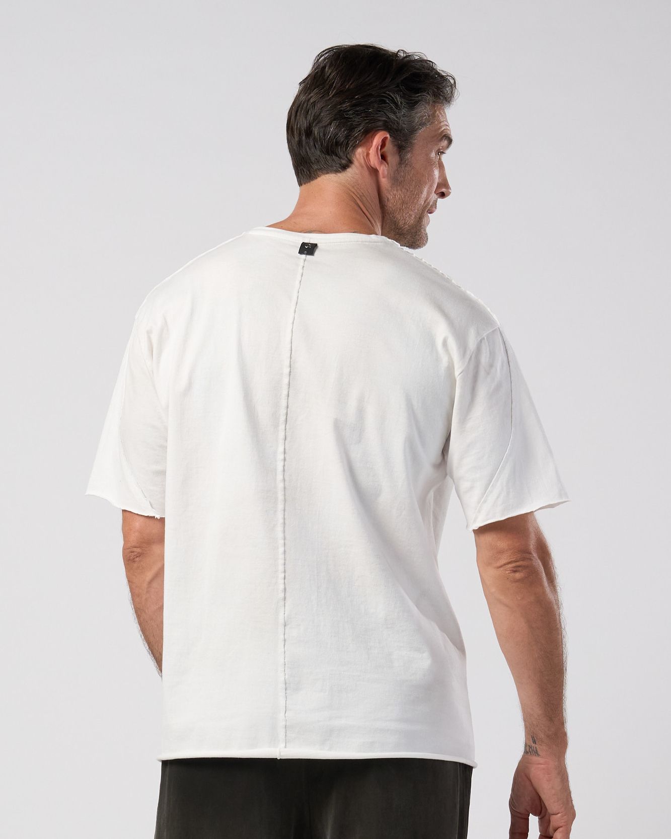 ☆先行予約☆ wjk  / ペーパープリント加工カットオフ半袖Tシャツ / paper print dust cut-off S/S / white 【7153 lj93k】
