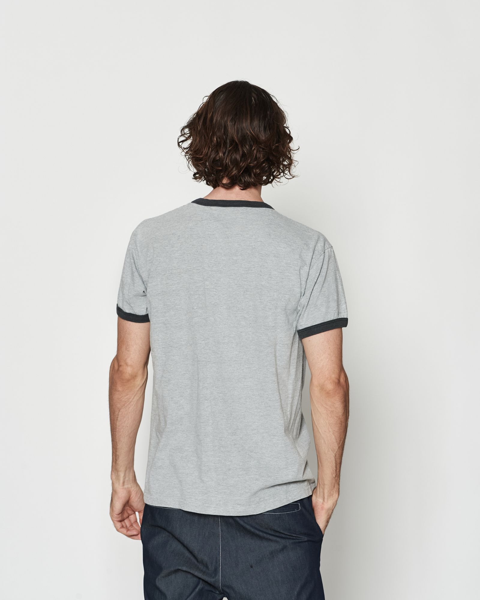 ☆先行予約☆ カレッジロゴリンガーTシャツ  / Aging College Logo Ringer Tee / GREY BLACK【CT2607】