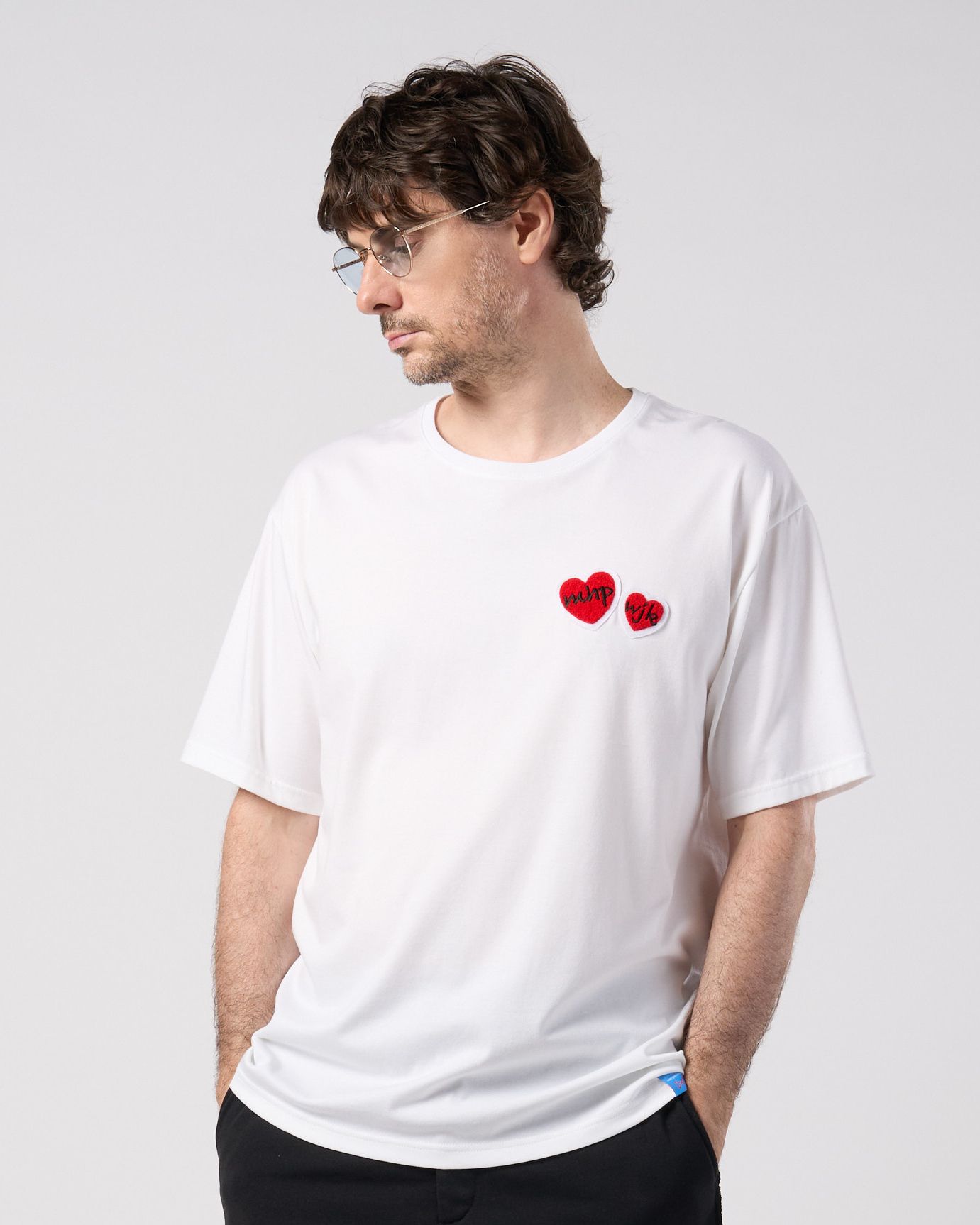 ☆先行予約☆Maison Honoré Paris× wjk  / 2ハートパッチクールタッチ半袖Tシャツ / 2-heart patch cool touch S/S / white×red 【712 hw02k】