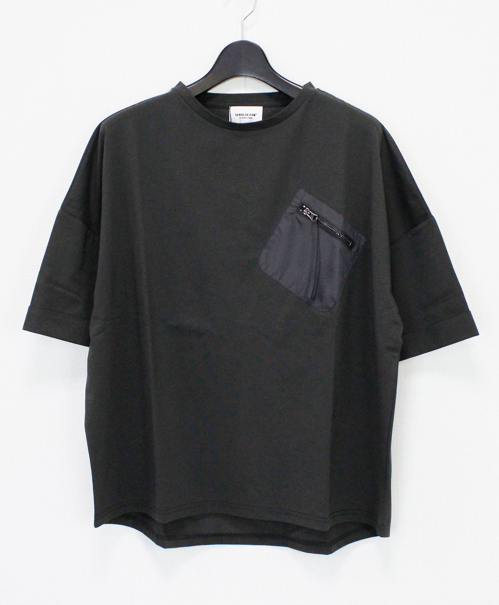 胸ポケットZIPショートスリーブTシャツ / チャコール【341038】